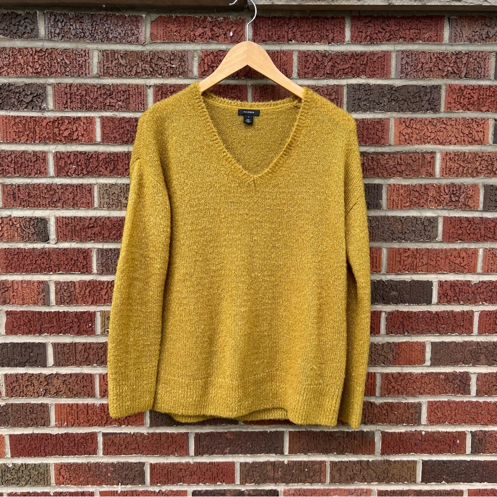 Halogen Chartreuse And Silver V Neck Pullover Spa… - image 1